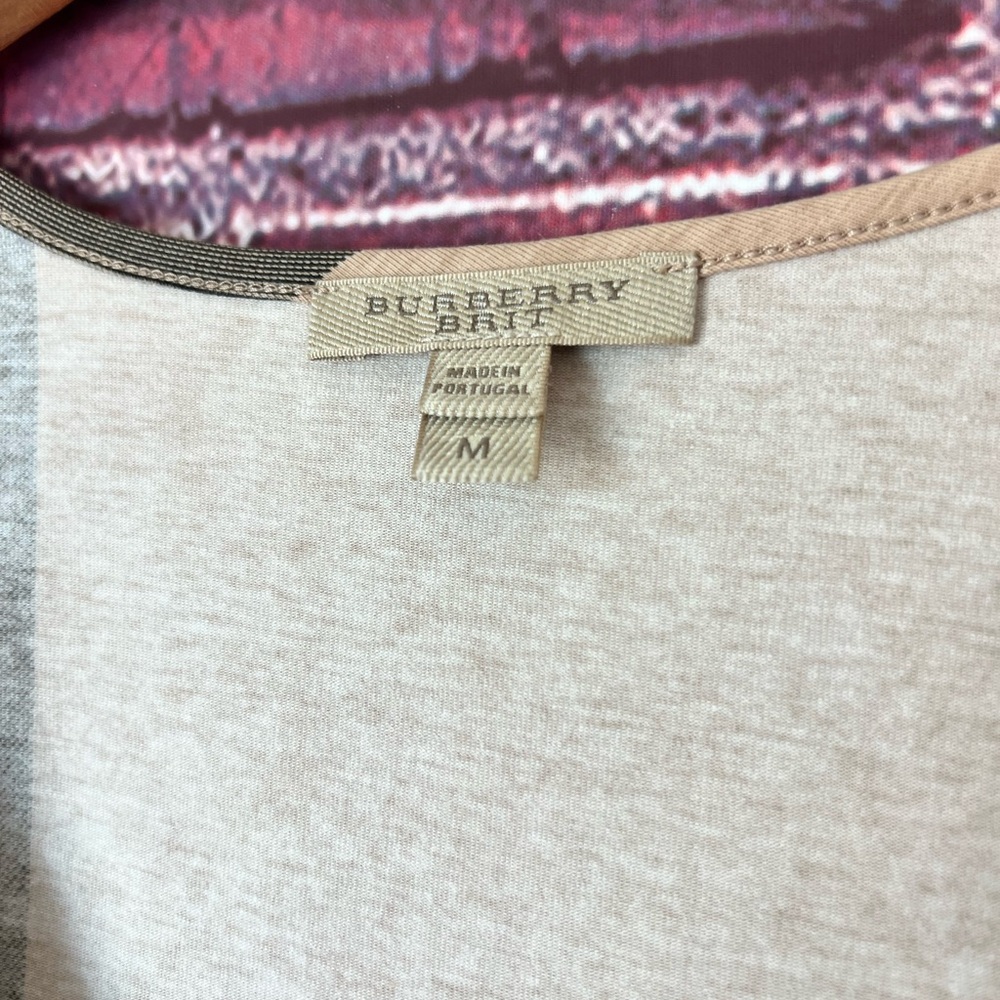 Burberry Brit Giant Check Scoop Neck 3/4 Sleeve Tee - Picture 4 of 6